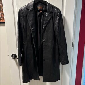 leather trench coat, Black M